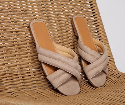 So Chic Criss-Cross Faux Suede Sandals