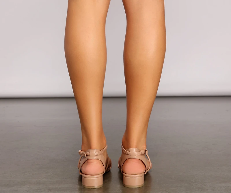 Stylish Straps Faux Leather Sandals