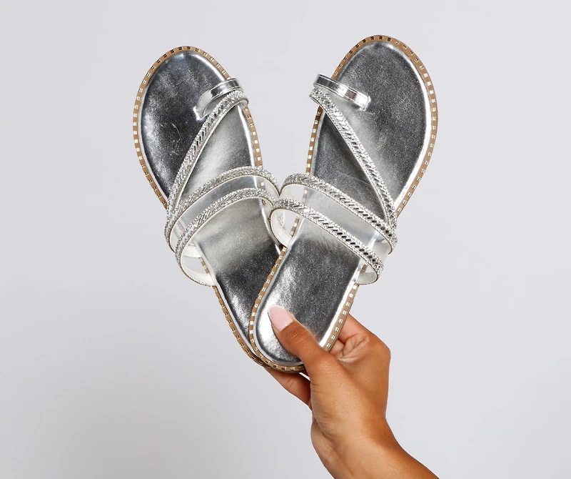 Glam Girl Metallic Toe Strap Sandal