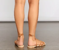 Wrapped Style Faux Leather Strappy Sandals