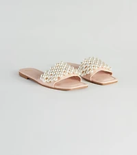 Hidden Treasure Faux Pearl Slide Sandals