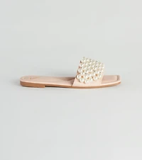 Hidden Treasure Faux Pearl Slide Sandals
