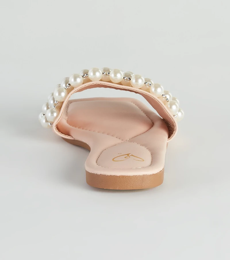 Hidden Treasure Faux Pearl Slide Sandals