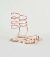 For A Spin Rhinestone Spiral Flat Sandals