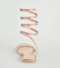 For A Spin Rhinestone Spiral Flat Sandals