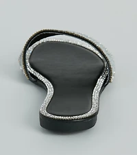 Casual Glitz Rhinestone Strap Faux Leather Sandals