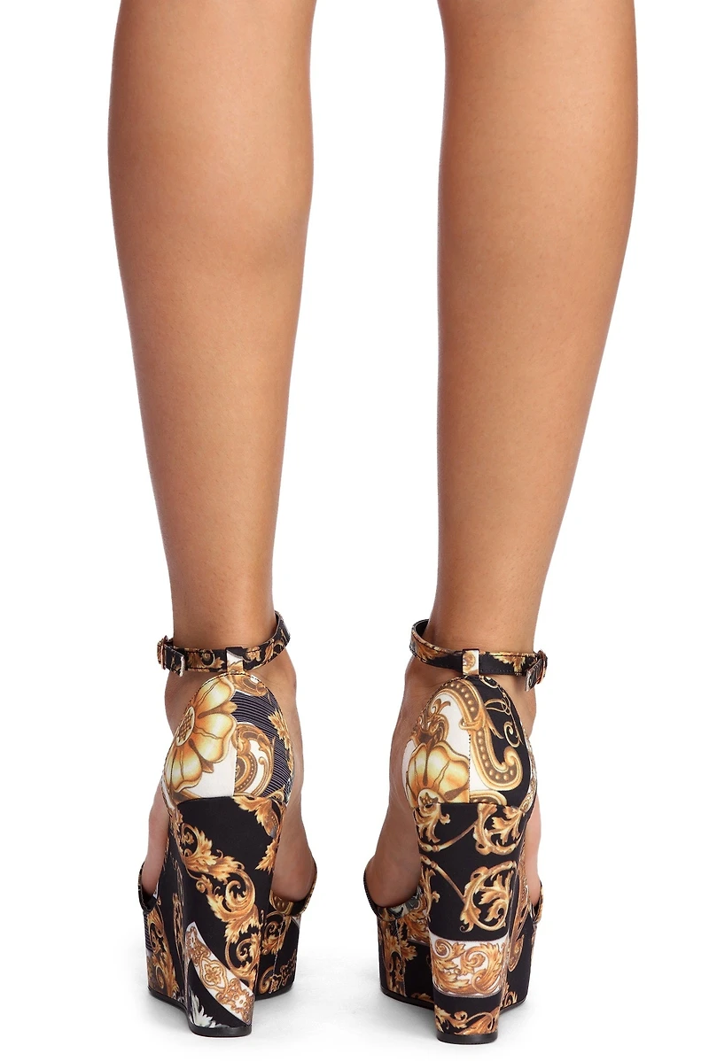 Upscale Filigree Wedge Heels