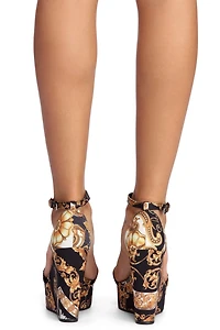 Upscale Filigree Wedge Heels