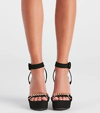 Edgy Links Wrap Platform Wedges