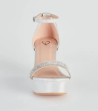 Cue The Glitter Rhinestone Platform Wedges