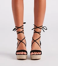 Spring Step Espadrille Lace-Up Wedges