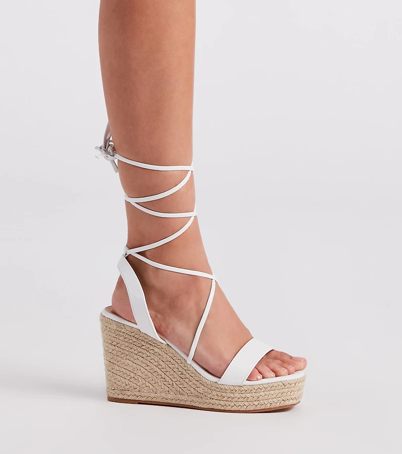 Spring Step Espadrille Lace-Up Wedges