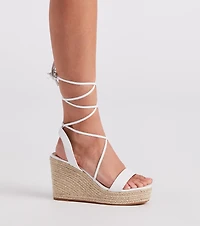 Spring Step Espadrille Lace-Up Wedges