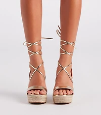 Spring Step Espadrille Lace-Up Wedges