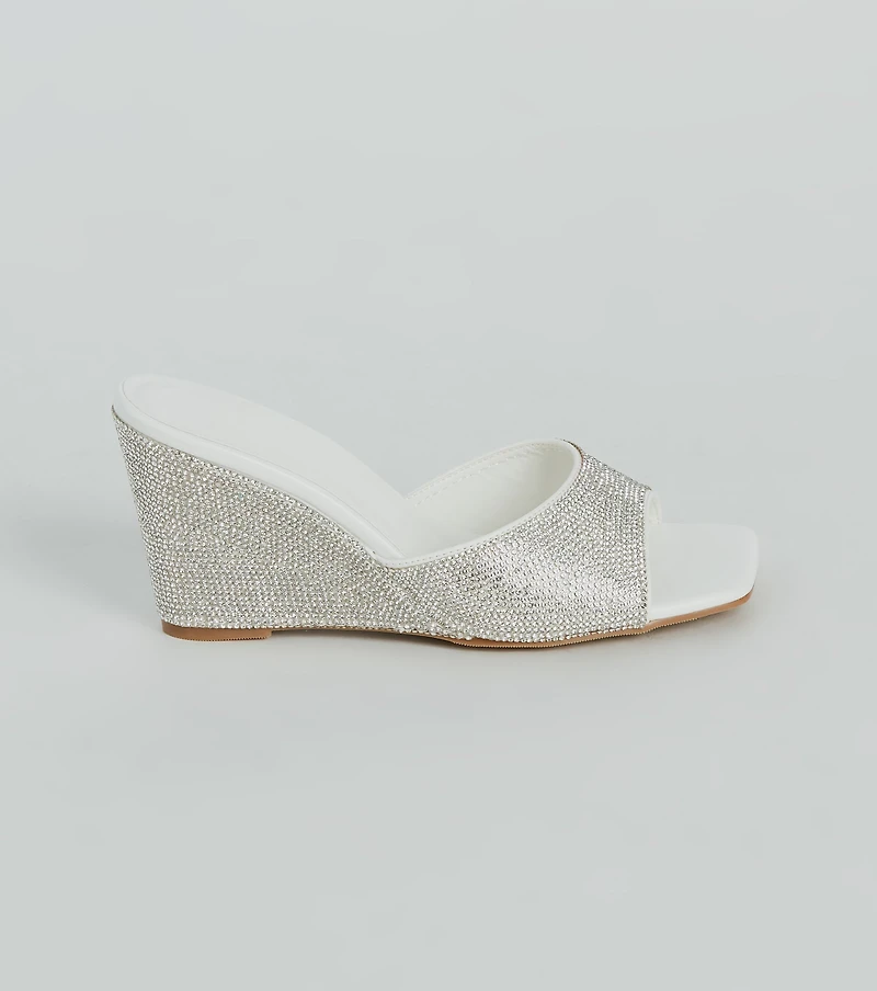 All Star Glitz Rhinestone Square Toe Wedges