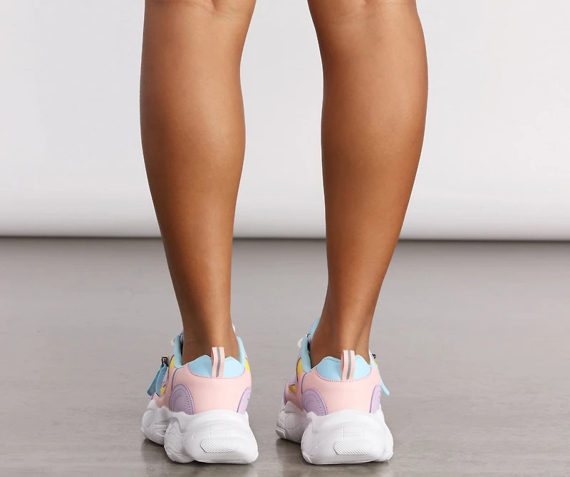 Pastel With Zipper Chunky Sneakers