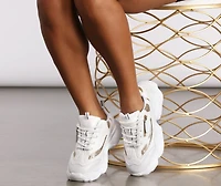 Holographic And Zipper Chunky Sneakers