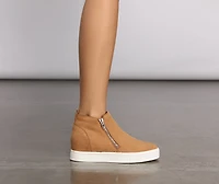 Faux Suede High Top Zipped Sneakers