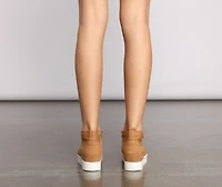 Faux Suede High Top Zipped Sneakers