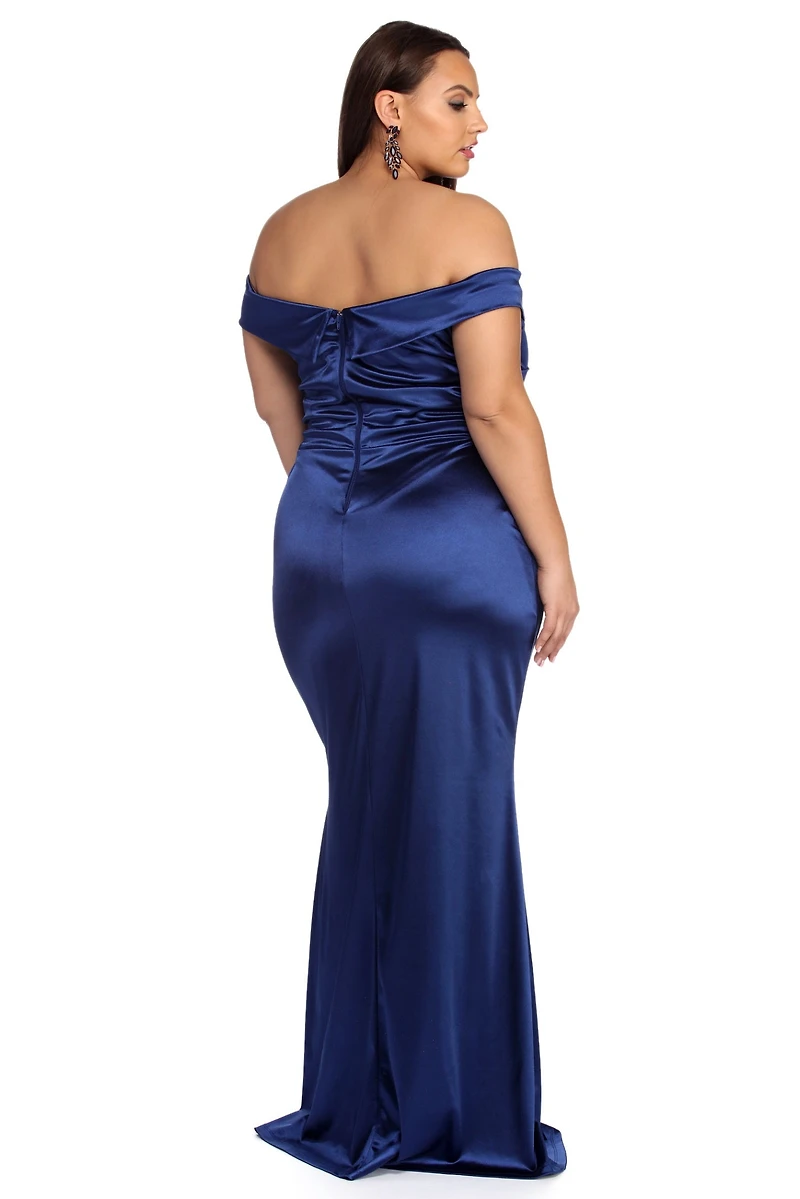 Plus Charlotte Formal Satin Dress