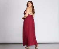 Plus Elisabeth Pleated Tulle Formal Dress