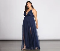 Plus Elisabeth Pleated Tulle Formal Dress