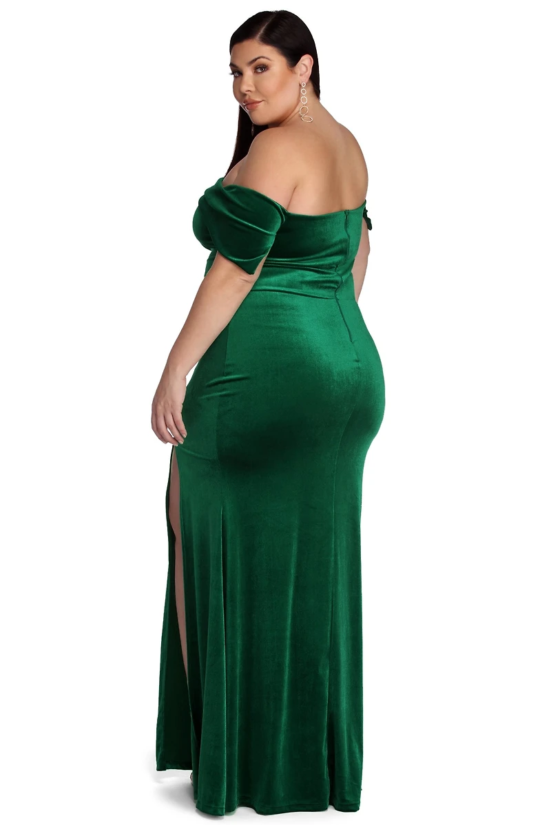 Plus Lilianna Formal Velvet Dress