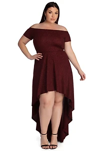 Plus Penelope Glitter Formal High Low Dress