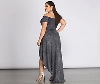 Plus Penelope Glitter Formal High Low Dress