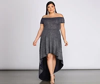 Plus Penelope Glitter Formal High Low Dress