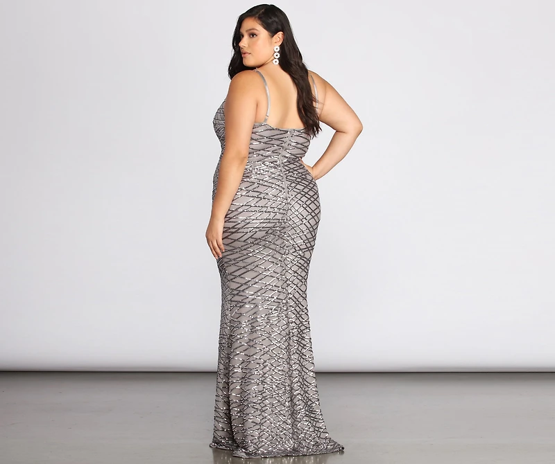 Plus Alani Sequin Scroll Dress