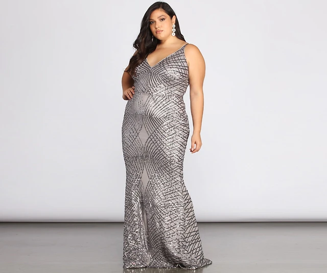 Windsor Plus Alani Sequin Scroll Dress