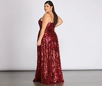Plus Juliet Formal Sequin Scroll Dress