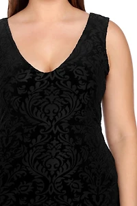 Plus Flocked Velvet Dress