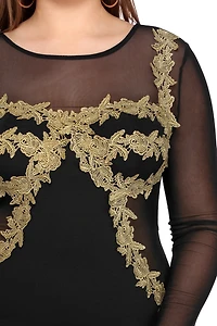 Plus Mesh Applique Bodycon