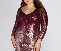Plus Ombre Sequin Dress