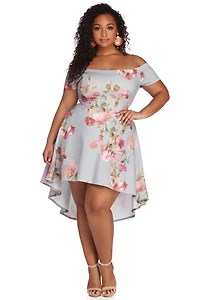 Plus Spring Into Floral Skater Dress