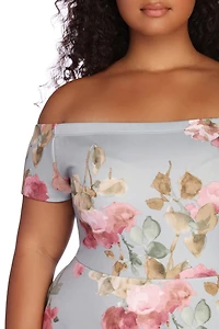 Plus Spring Into Floral Skater Dress
