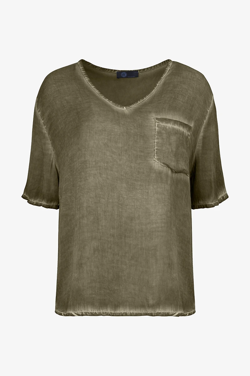 Women's Woven V-Neck Top | M