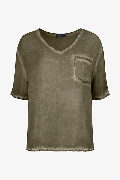 Women's Woven V-Neck Top | M