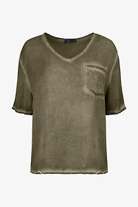 Women's Woven V-Neck Top | M