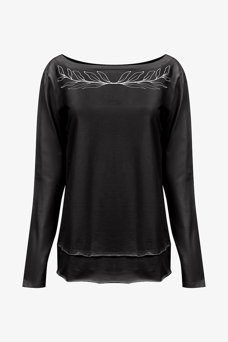 Women's Knit Boat-Neckline Long Sleeve Top | M
