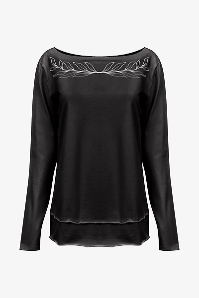 Women's Knit Boat-Neckline Long Sleeve Top | M