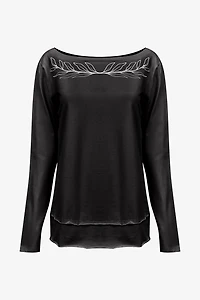 Women's Knit Boat-Neckline Long Sleeve Top | M