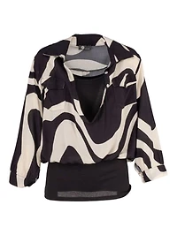 M Made Italy – Ladies Woven Top Black Combo