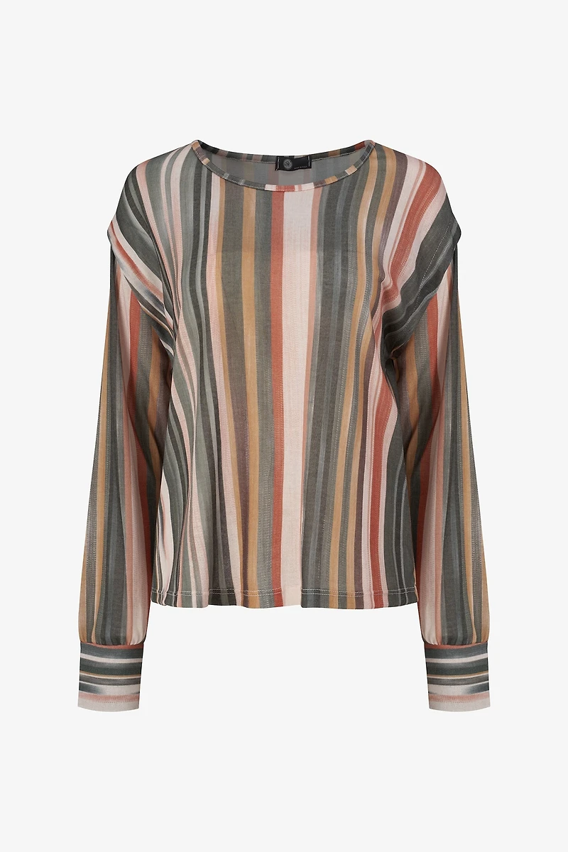 Women's Knit Boat-Neck Long Sleeve Top | M