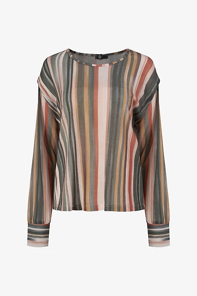 Women's Knit Boat-Neck Long Sleeve Top | M