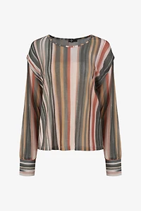 Women's Knit Boat-Neck Long Sleeve Top | M