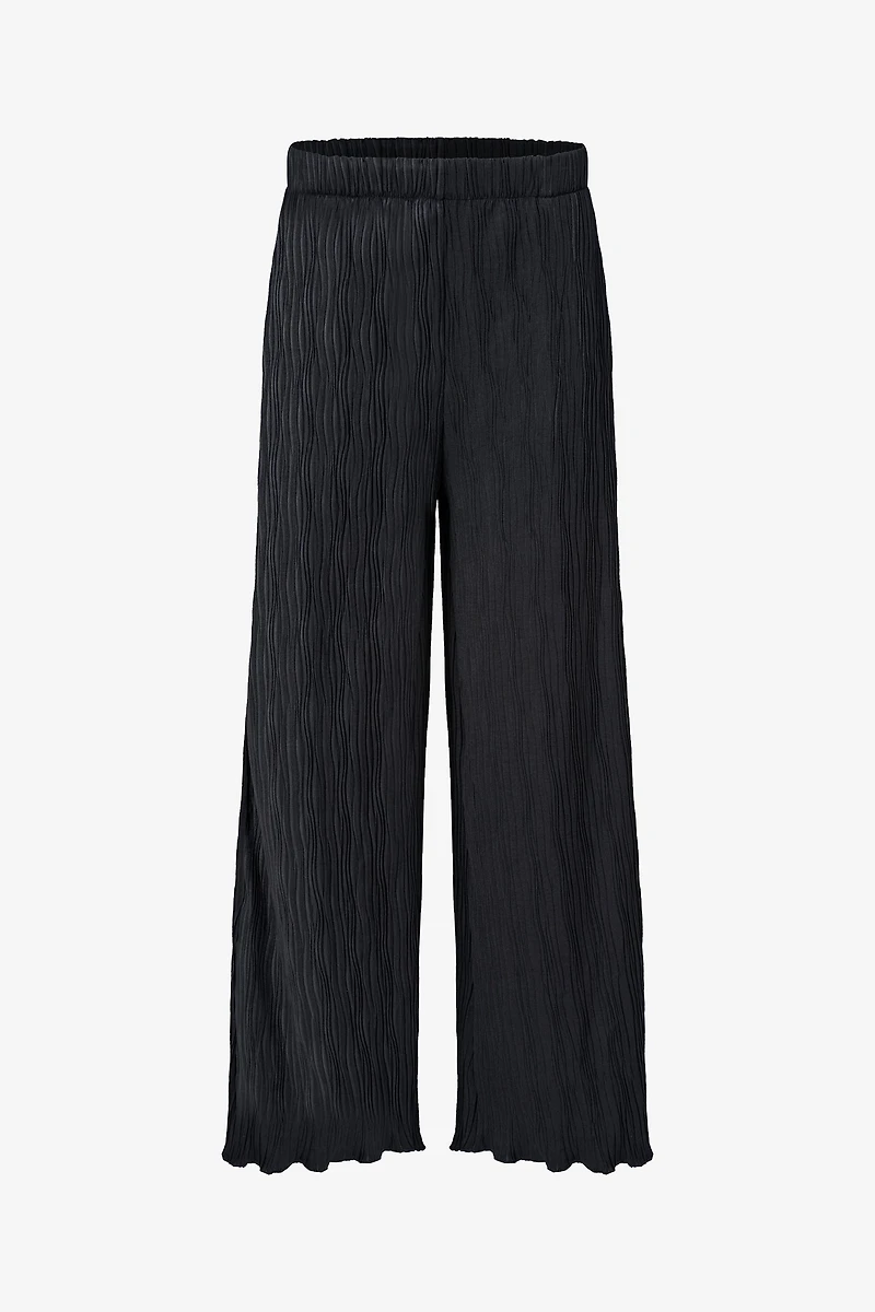 Women's Woven Wide-Leg Pull-On Textured Pants | M