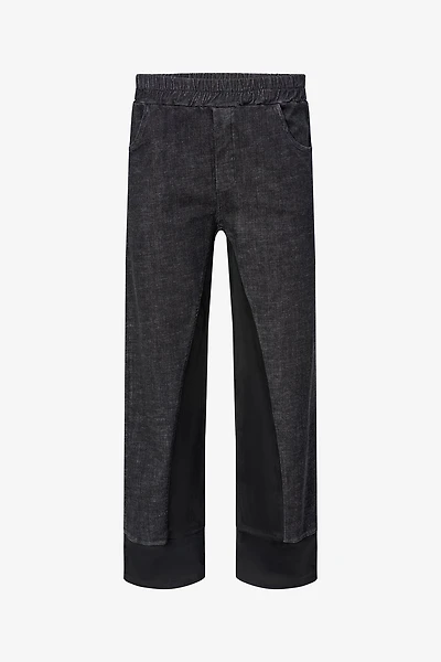 Women's Woven Denim And Faux Suede Combo Pull-On Pants | M
